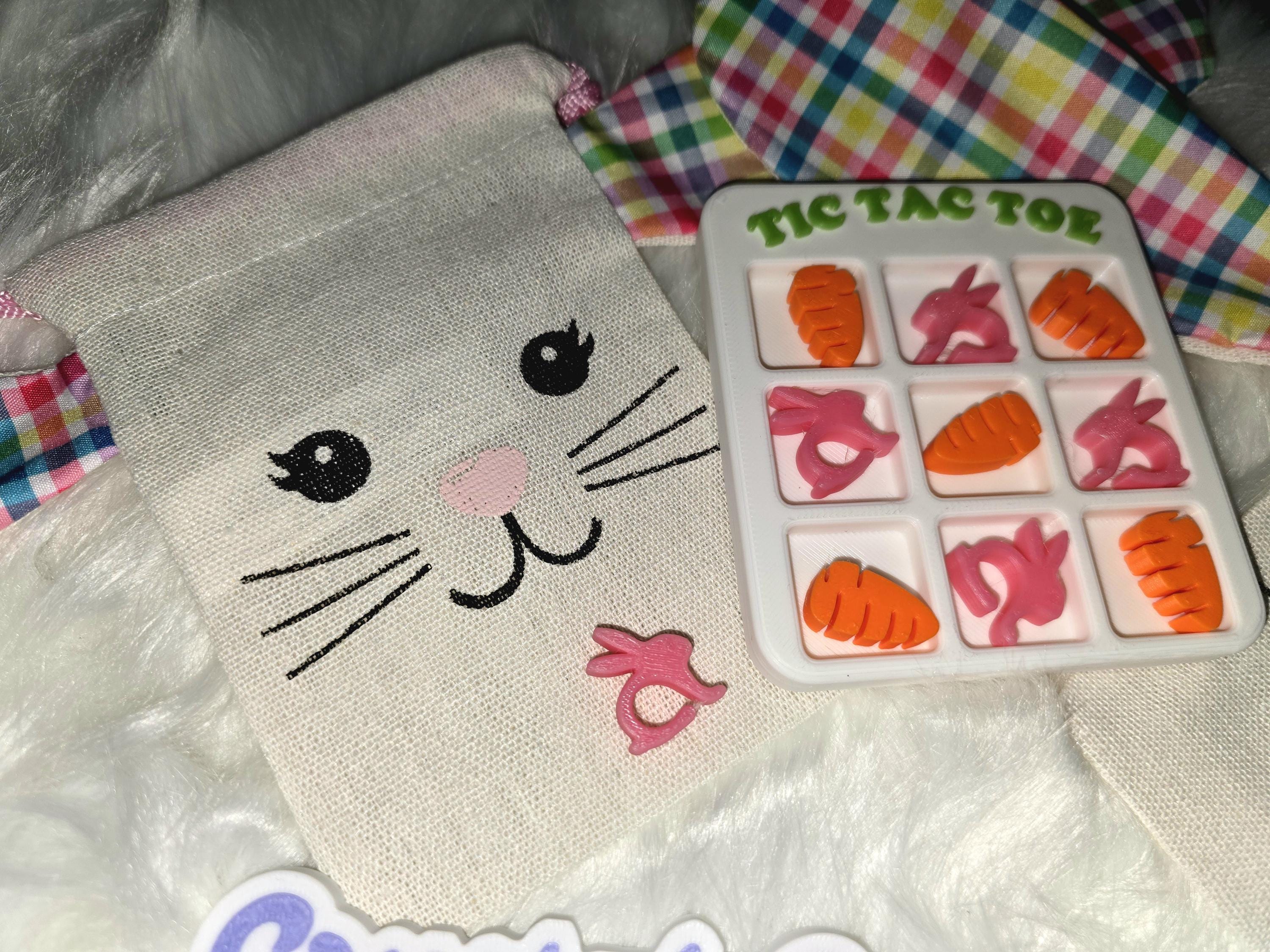 3D Printed Easter Tic Tac Toe Game, Bunny Carrot Travel Toy (PLA)
