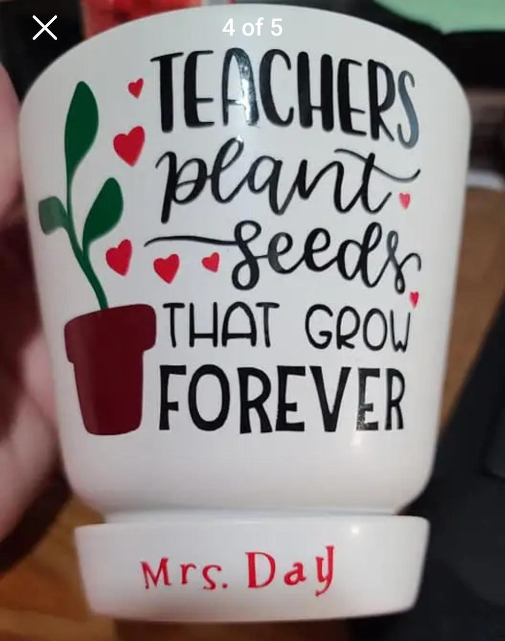 Personalized Ceramic Planter, Teacher Appreciation Gift, Plant Seeds Forever