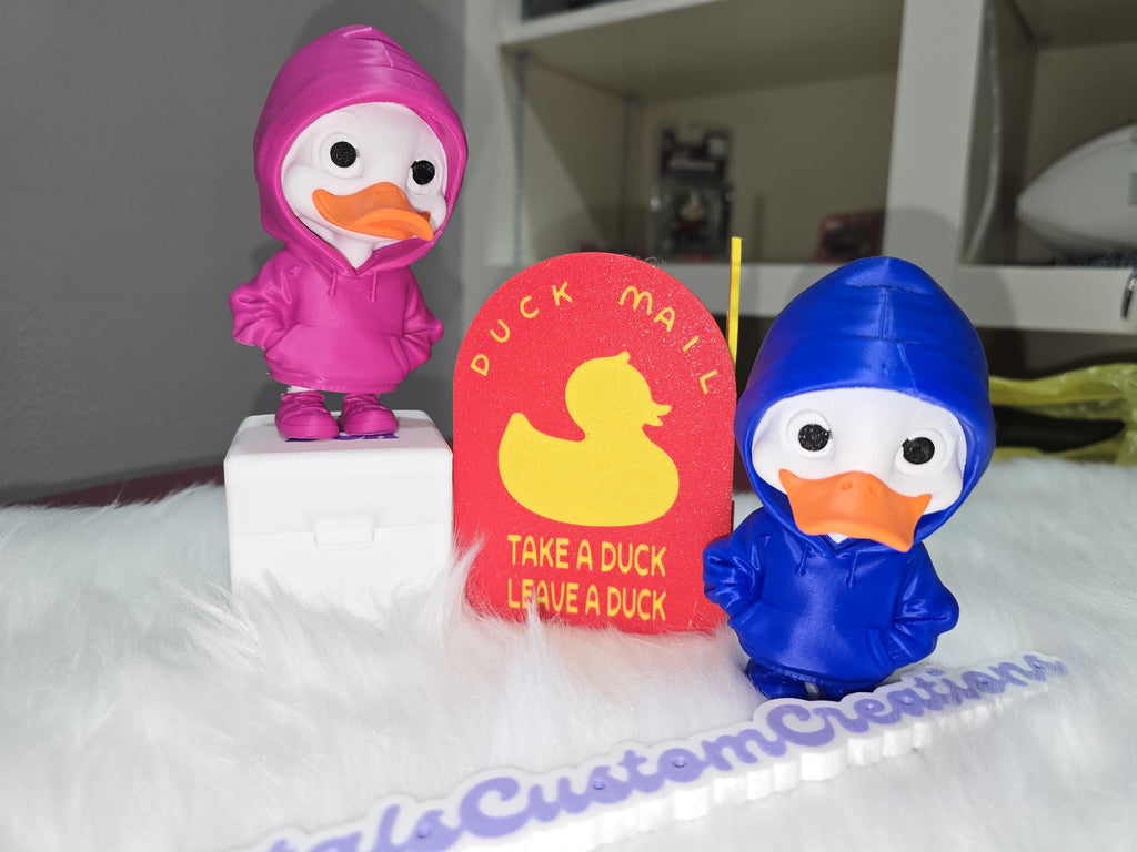 3D Printed Duck Figurine, Hoodie Desk Buddy, Cruise Ducks