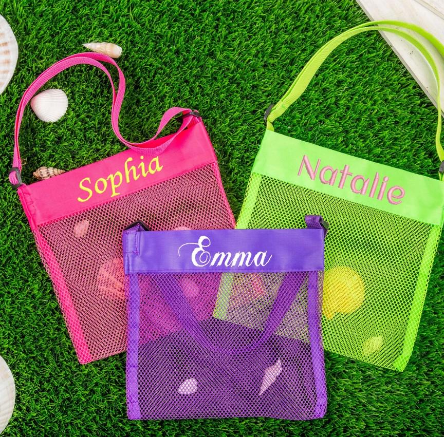Personalized Seashell Bag | Kids Beach Collection (Cotton/Mesh)