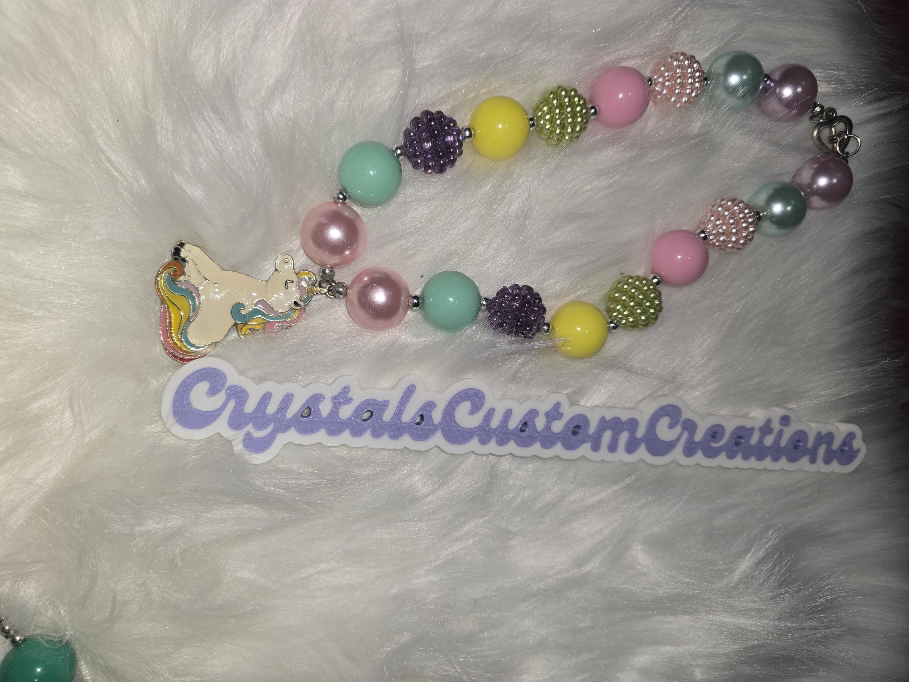 Kids Sparkly Rainbow Bubblegum Necklaces
