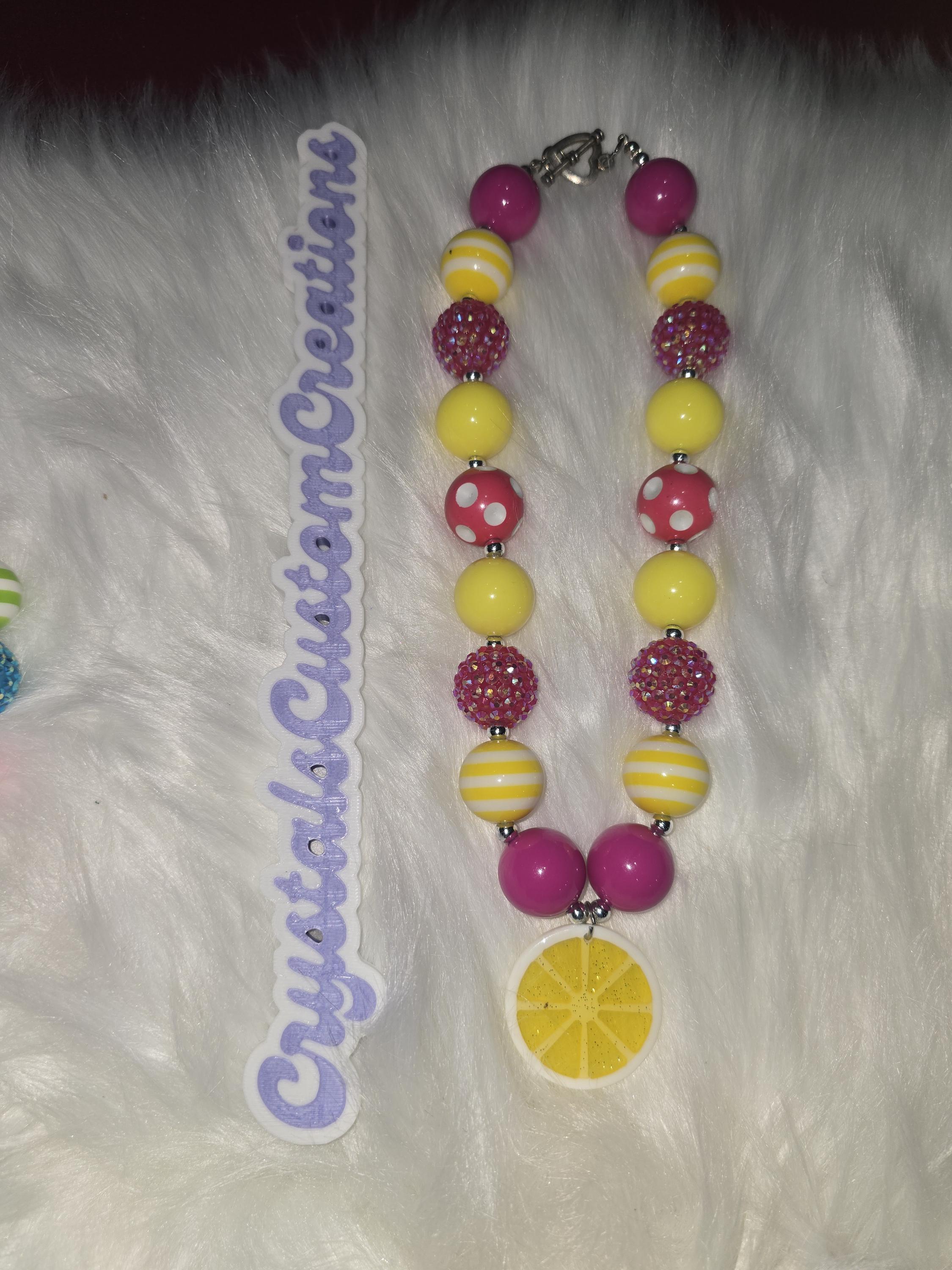 Kids Sparkly Rainbow Bubblegum Necklaces
