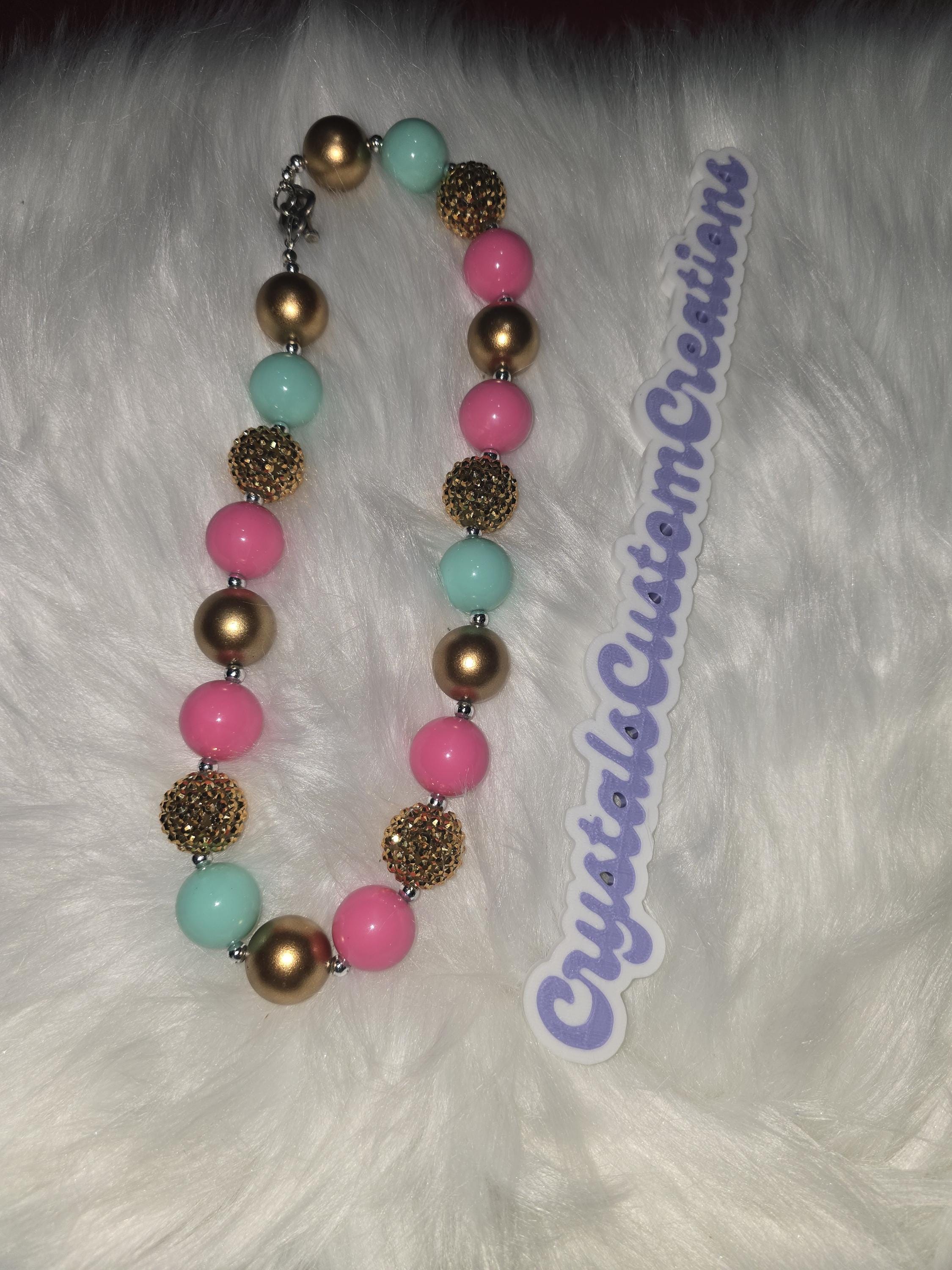 Kids Sparkly Rainbow Bubblegum Necklaces