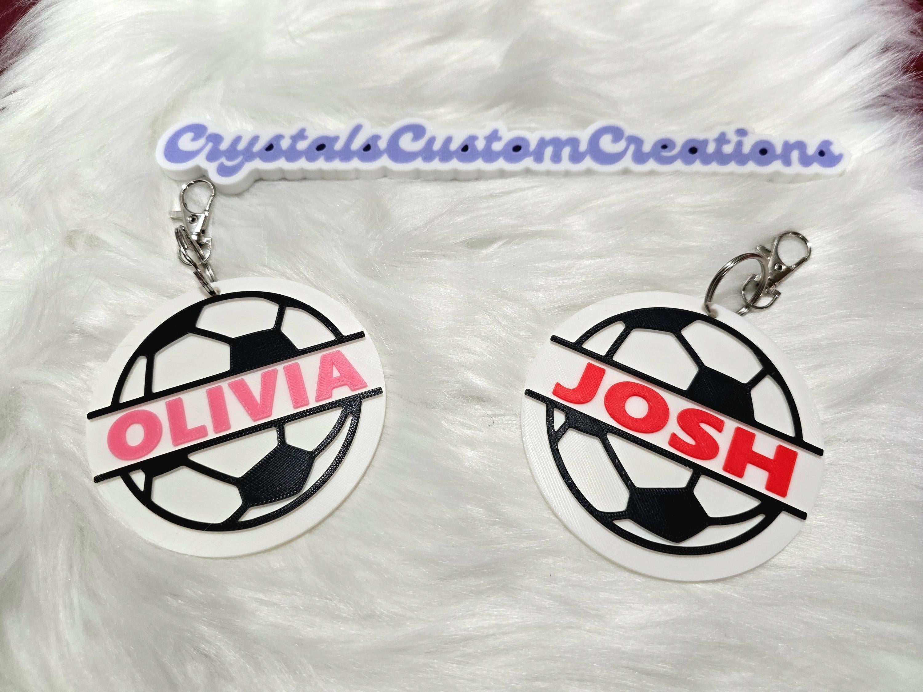 3D Printed Sport Bag Tags, Custom Name Keychain, Team Gift