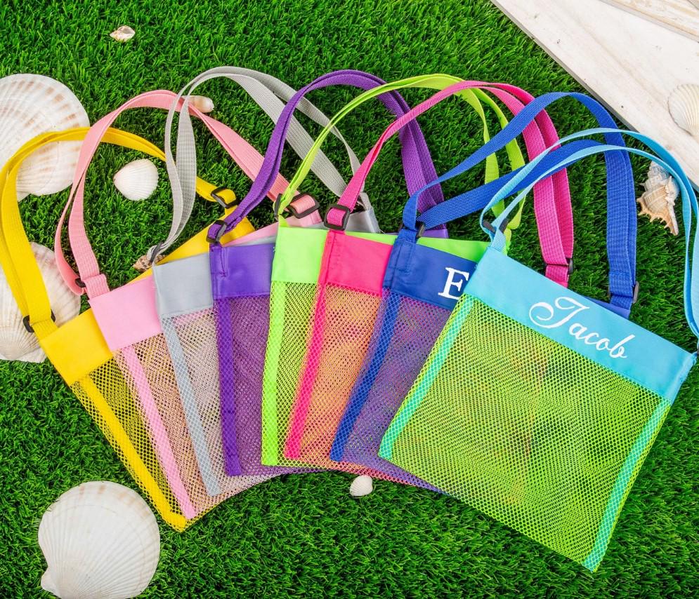 Personalized Seashell Bag | Kids Beach Collection (Cotton/Mesh)