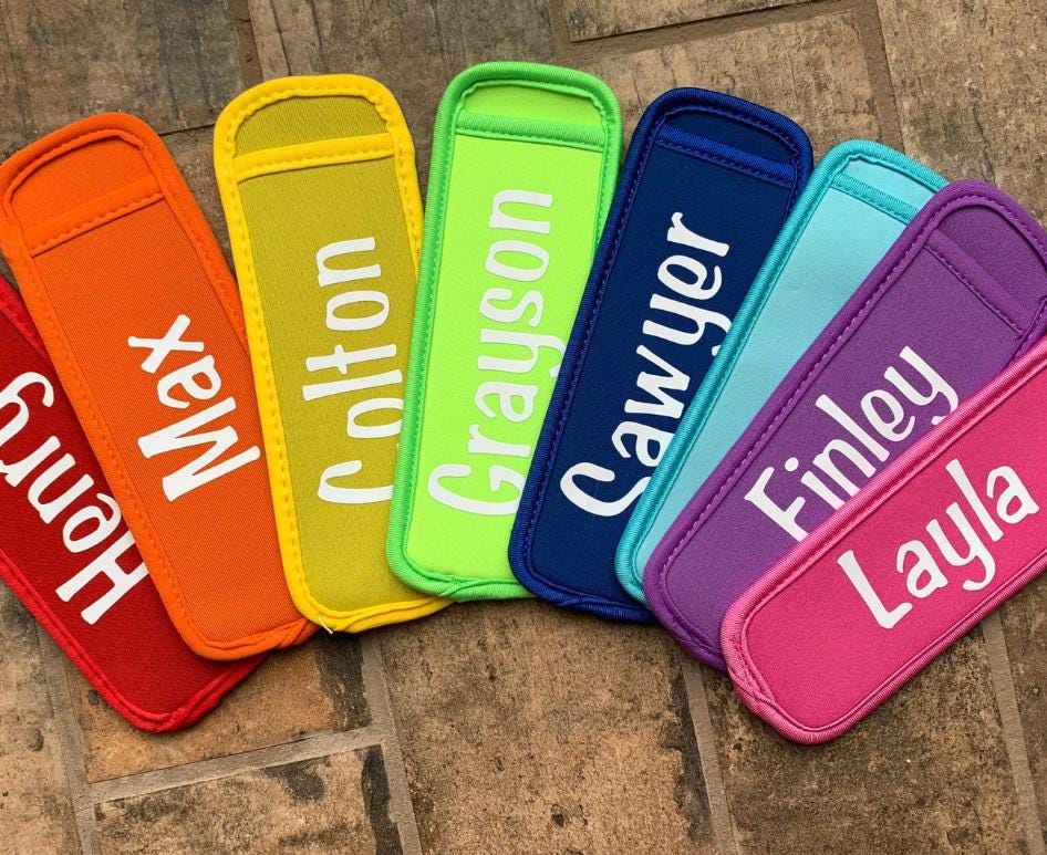 Personalized Popsicle Holder, Neoprene Ice Pop Sleeve, Kids Summer Party Favor